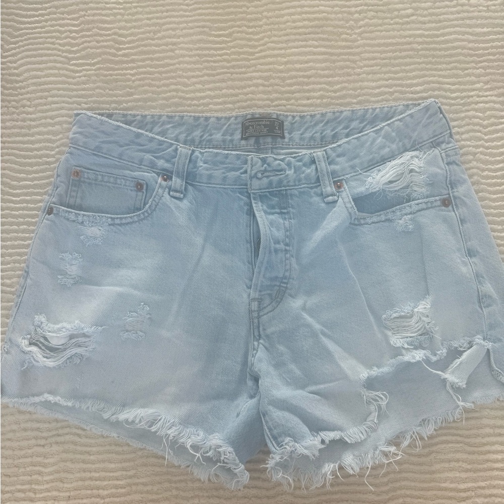Abercrombie & Fitch women’s Light Blue Distressed Denim Shorts